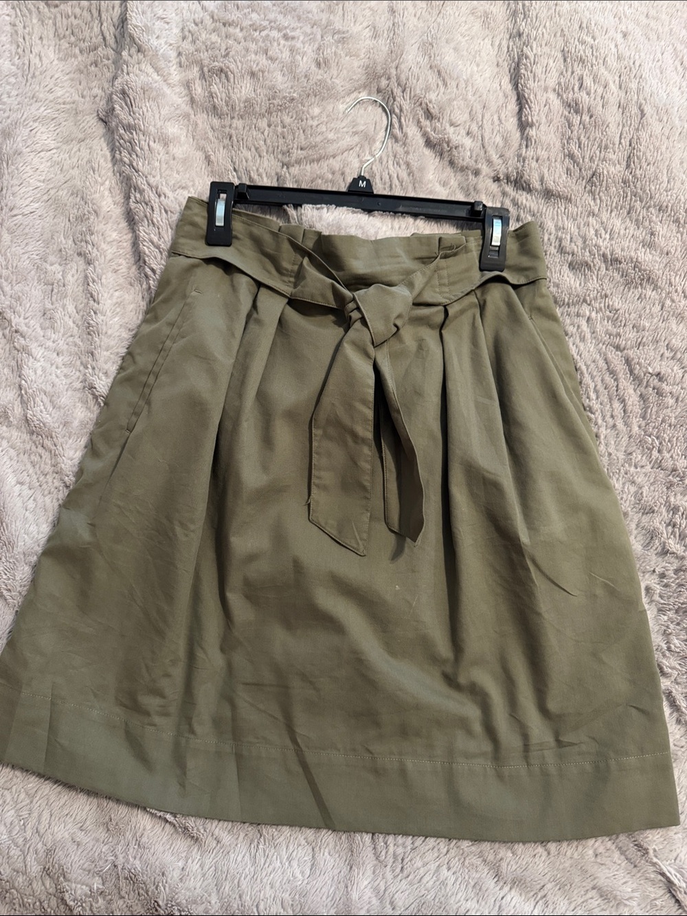 H&M Olive Tie-Waist A-Line Skirt